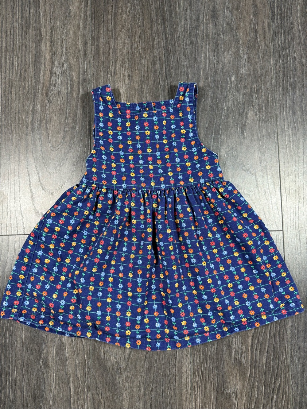 Vintage healthtex Navy Floral Sundress with Multicolor Flowers